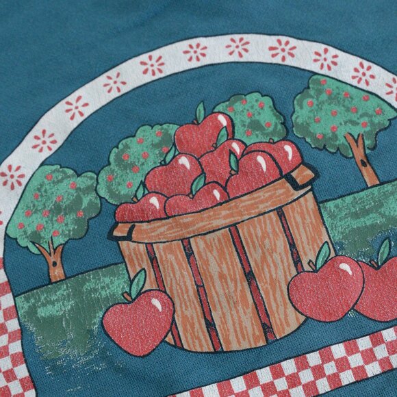 Vintage Blair Teal Apple Orchard Festive Harvest Crewneck Sweater L - Picture 12 of 12